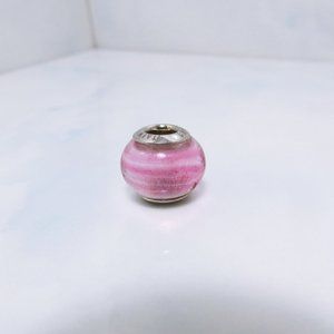 ZABLE ~ Murano Glass Pink Swirls Charm Sterling Silver Bracelet Charm NWOT